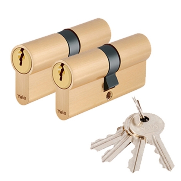 Picture of 60MM Double Euro Profile Cylinder Satin Brass - Keyed Alike 